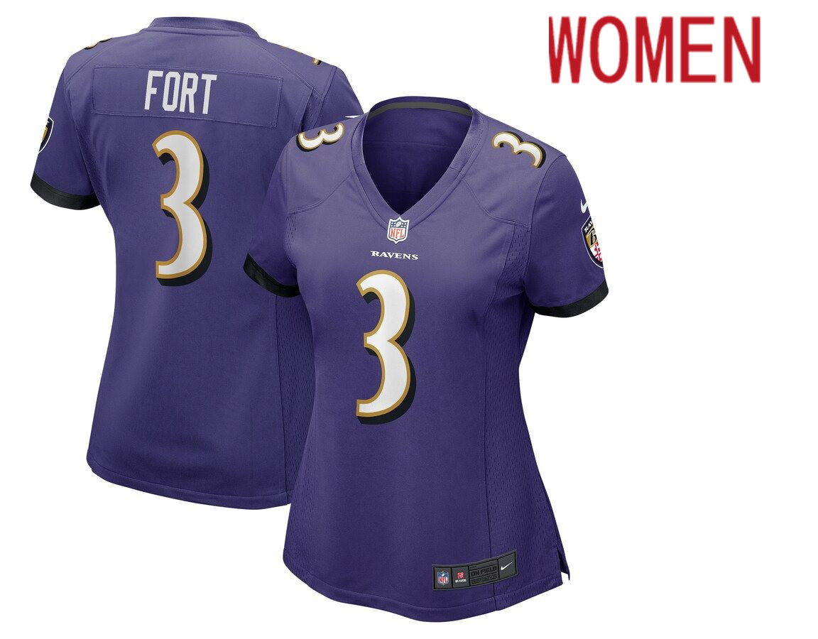 Women Baltimore Ravens 3 L.J. Fort Nike Purple Game Player NFL Jersey